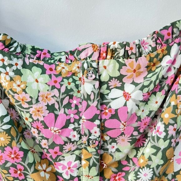 Lost + Wander Women’s Medium Getaway Island Mini Dress Shopbop Green Floral Puff - Picture 5 of 14